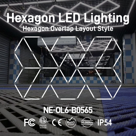 Hexagon LED Lighting Hexagon Overlap Layout Style NE-OL6-B0565, 420W, 6500K