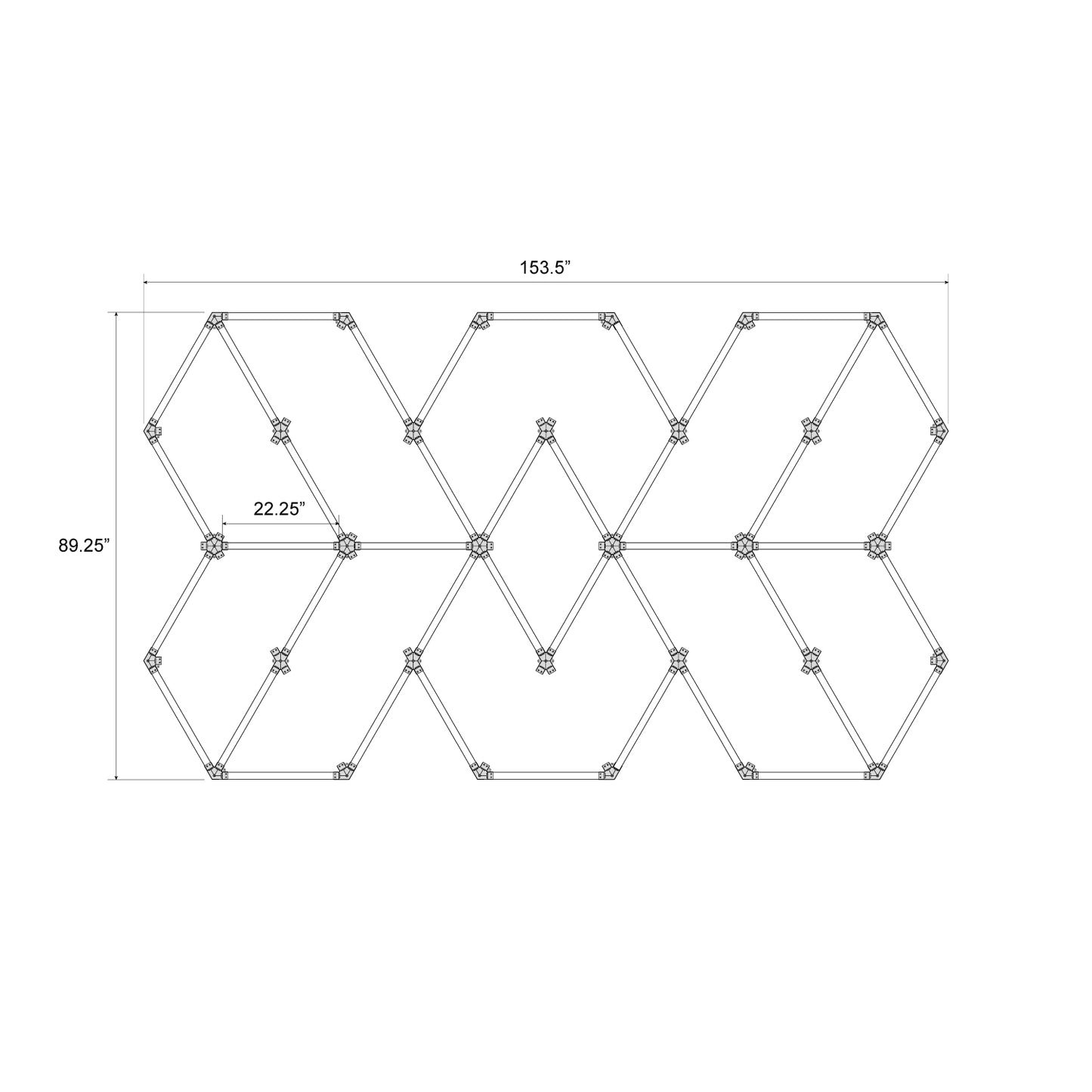 Hexagon LED Lighting Hexagon Overlap Layout Style NE-OL6-B0565, 420W, 6500K