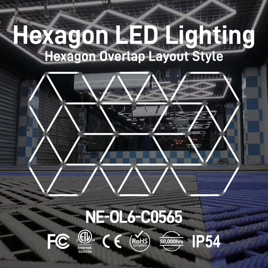 Hexagon LED Lighting Hexagon Overlap Layout Style NE-OL6-C0565, 510W, 6500K