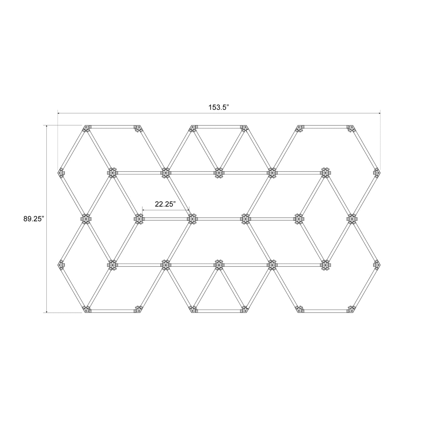 Hexagon LED Lighting Hexagon Overlap Layout Style NE-OL6-C0565, 510W, 6500K