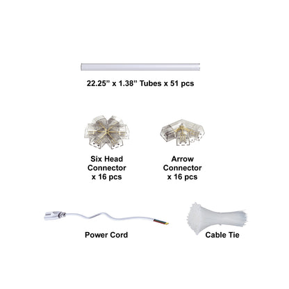 Hexagon LED Lighting Hexagon Overlap Layout Style NE-OL6-C0565, 510W, 6500K