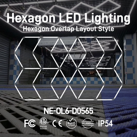 Hexagon LED Lighting Hexagon Overlap Layout Style NE-OL6-D0565, 440W, 6500K