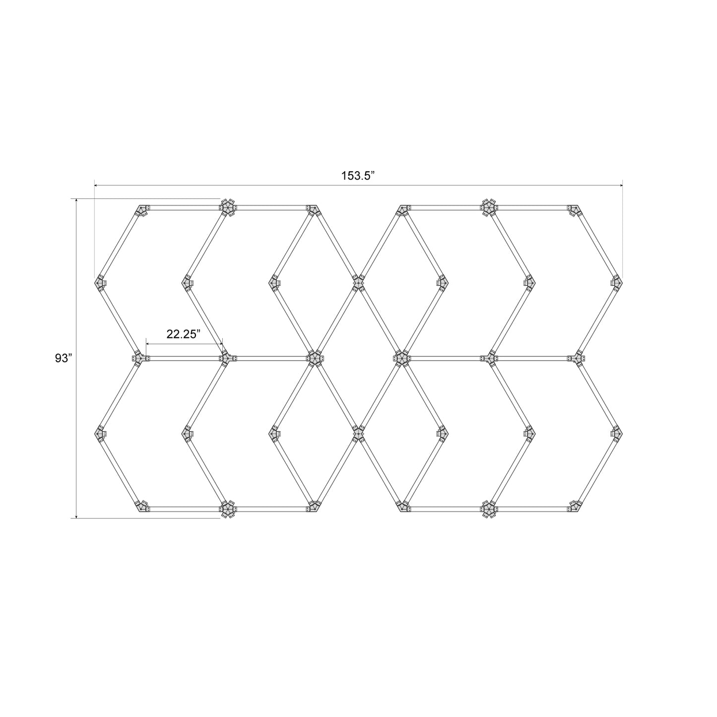 Hexagon LED Lighting Hexagon Overlap Layout Style NE-OL6-D0565, 440W, 6500K