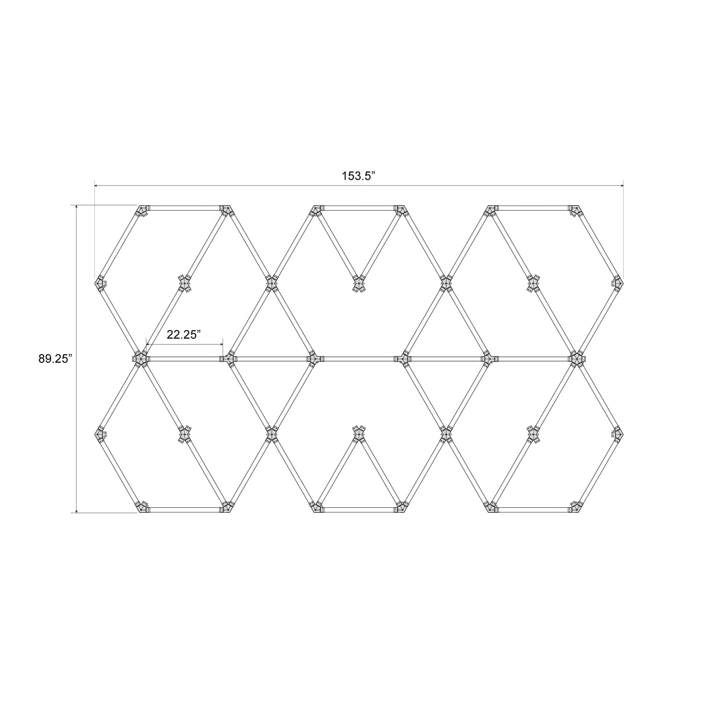 Hexagon LED Lighting Hexagon Overlap Layout Style NE-OL6-E0565, 440W, 6500K