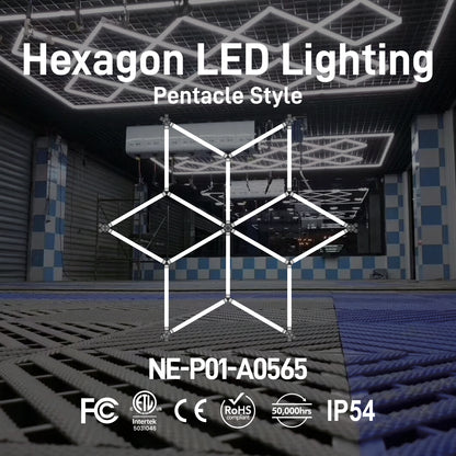 Hexagon LED Lighting Pentacle Style NE-P01-A0565, 198W, 6500K