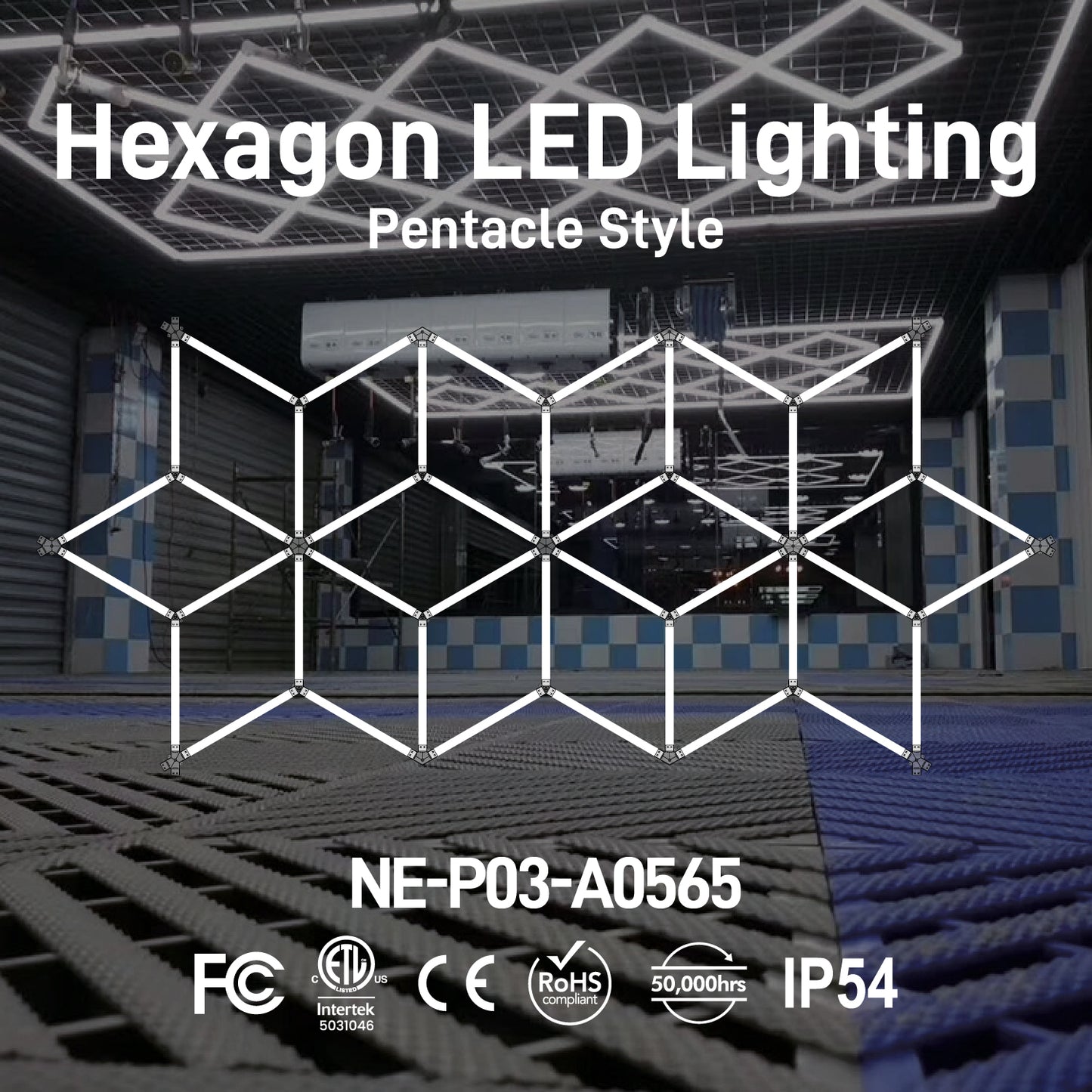 Hexagon LED Lighting Pentacle Style NE-P03-A0565, 420W, 6500K