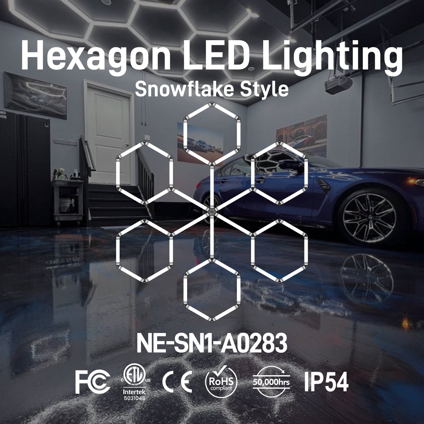 Hexagon LED Lighting Snowflake Style NE-SN1-A0283, 248W, 6500K