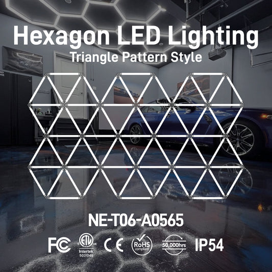 Hexagon LED Lighting Triangle Pattern Style NE-T06-A0565, 715W, 6500K
