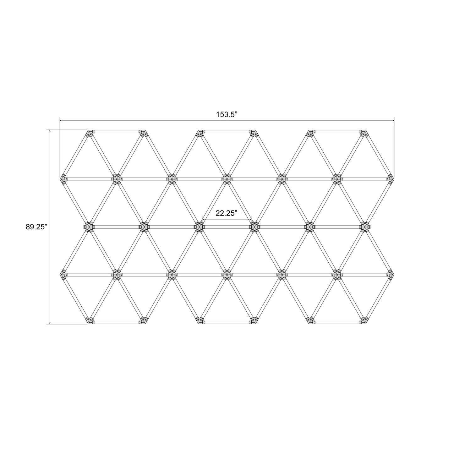 Hexagon LED Lighting Triangle Pattern Style NE-T06-A0565, 715W, 6500K