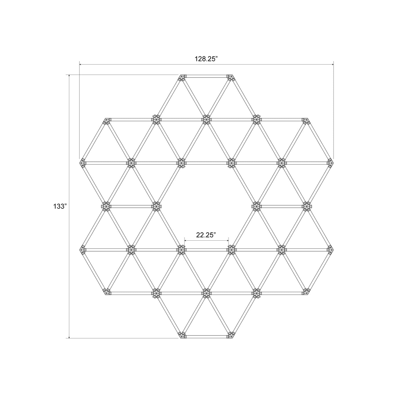 Hexagon LED Lighting Triangle Pattern Style NE-T06-H0565, 660W, 6500K