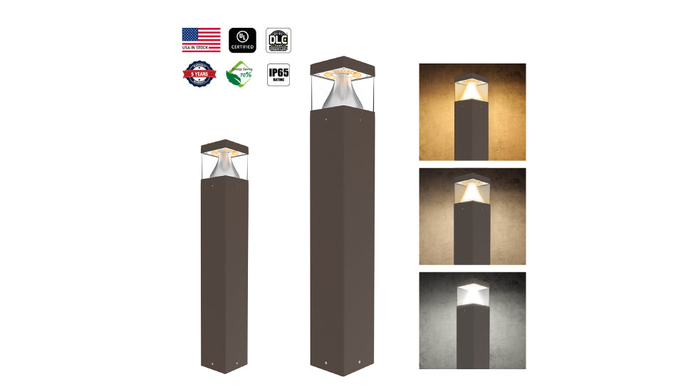 NIES-BD01, Modern Landscape Bollard Light Waterproof Ip65 24W 3CCT Adjustable Outdoor