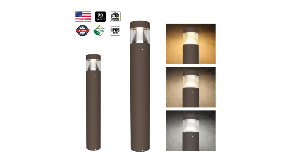 NIES-BD03, Modern Landscape Bollard Light Waterproof Ip65 24W 3CCT Adjustable Outdoor
