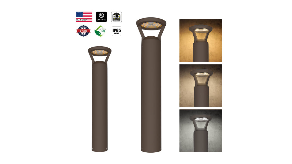 NIES-BD06, Modern Landscape Bollard Light Waterproof Ip65 24W 3CCT Adjustable Outdoor