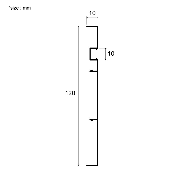 NRMS-A-03 Lumi Base Moulding 120mm Clip-Type, Aluminum material