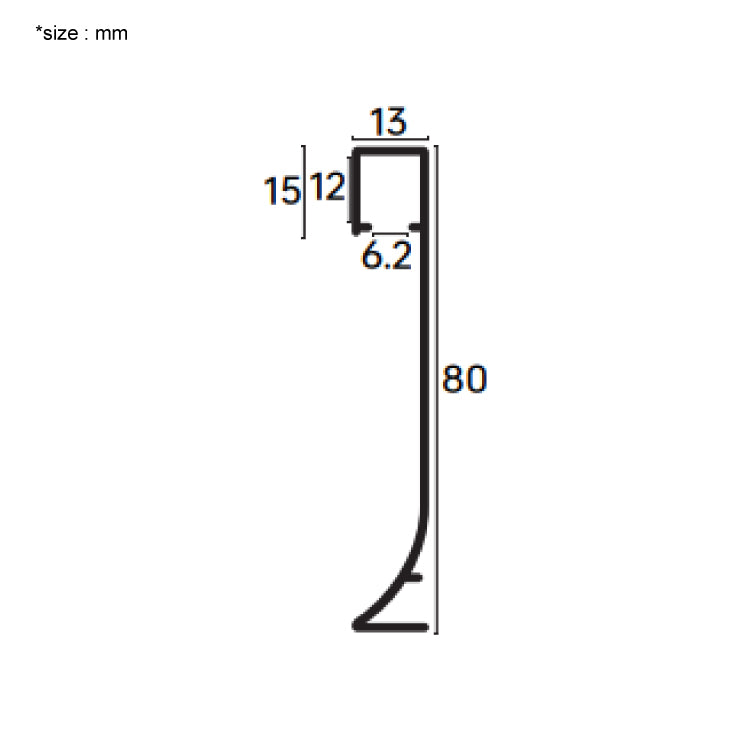 NRMS-A-09 Lumi Base Moulding 80mm Clip-Type, Aluminum material