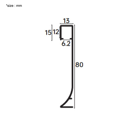 NRMS-A-09 Lumi Base Moulding 80mm Clip-Type, Aluminum material