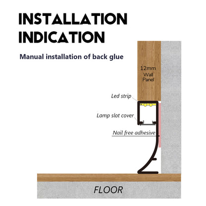 NRMS-A-09 Lumi Base Moulding 80mm Clip-Type, Aluminum material