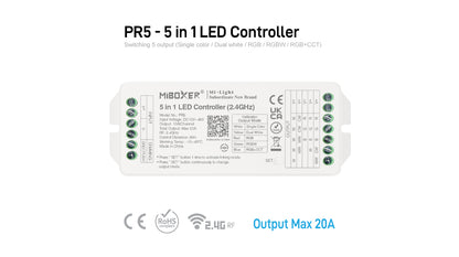 PR5, 5 in 1 LED Controller（2.4GHz） Output Max 20A