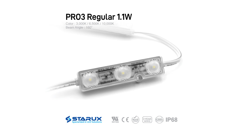 Starux, Channel LED Module, PRO3 Regular 1.1W, 1,000 pcs in 1 box