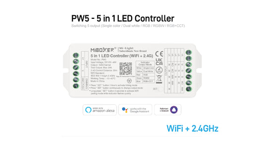 PW5, 5 in 1 LED Controller (WiFi+2.4G) Output Max 20A