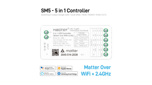 SM5, 5 in 1 Controller (Matter Over WiFi+2.4GHz)