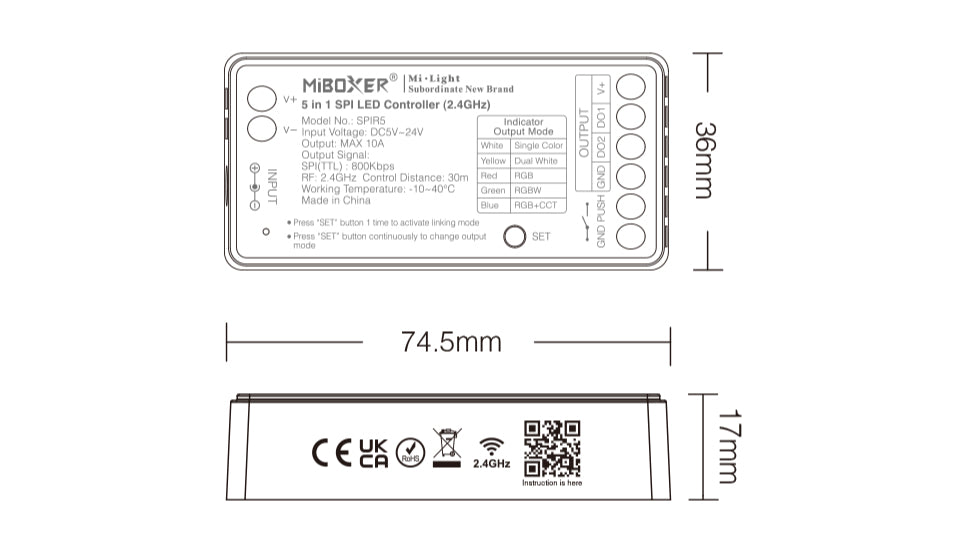 SPIR5, 5 in 1 SPI LED Controller (2.4GHz)