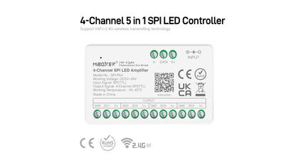 SPIW5-4, 4-Channel 5 in 1 SPI LED Controller (WiFi+2.4G)