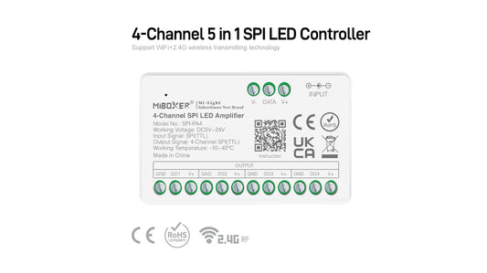 SPIW5-4, 4-Channel 5 in 1 SPI LED Controller (WiFi+2.4G)