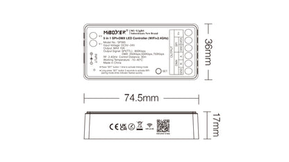 SPIW5, 5 in 1 SPI+DMX LED Controller (WiFi+2.4G)