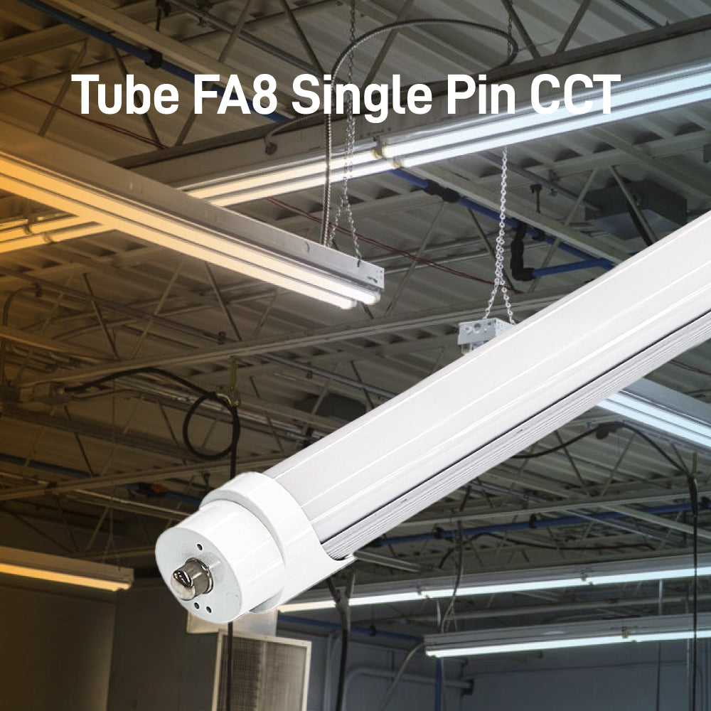 FA8 Single Pin LED Tube, CCT Adjustable (2700K-6500K), Flicker-Free, ETL/DLC
