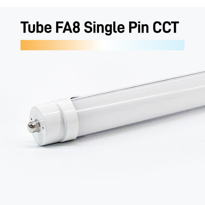 FA8 Single Pin LED Tube, CCT Adjustable (2700K-6500K), Flicker-Free, ETL/DLC