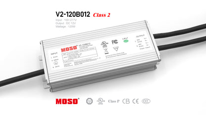 MOSO V2-120B012, Class 2, Input AC100~277V, DC12V, 120W, Power Supply IP67 x10ea