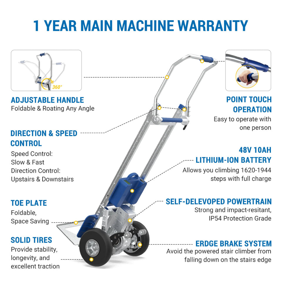 463lbs Motorized Stair Climbing Hand Truck With Edge Brake ZW7210GC