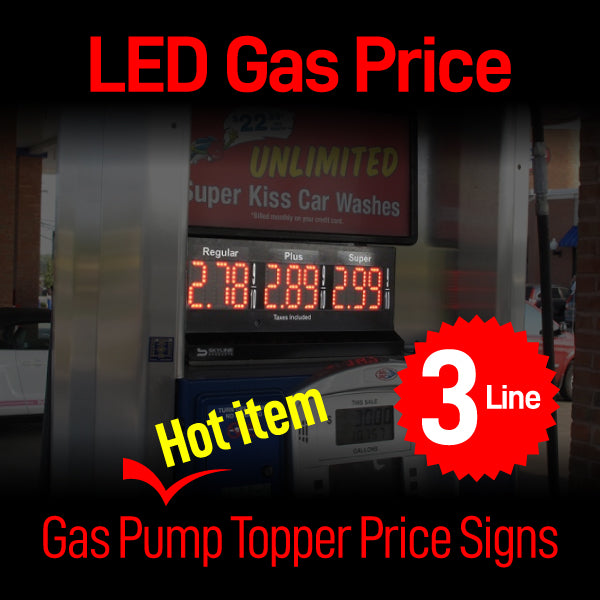 LED Price Signs for Pump Gas Station 3 Line - Both Sided