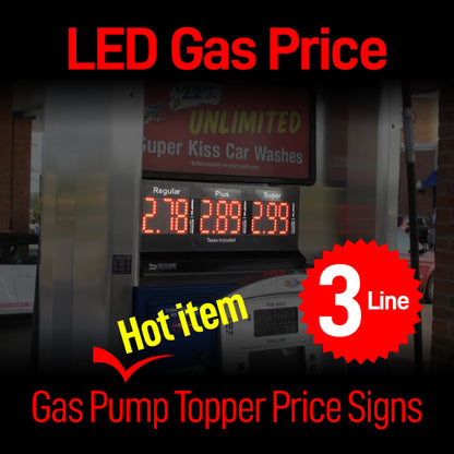 LED Price Signs for Pump Gas Station 3 Line - Both Sided