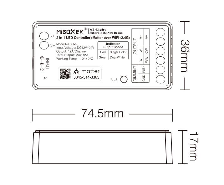 SM2, 2 in 1 Controller (Matter Over WiFi+2.4GHz)